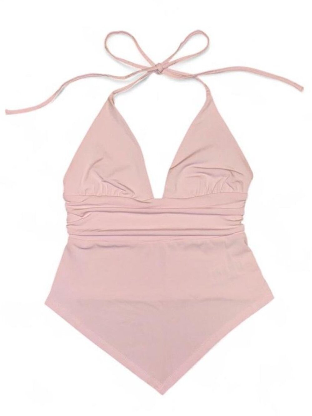 Good Days Project Blush Pink Bandana-Point Hem Adjustable Halter Top Women's L